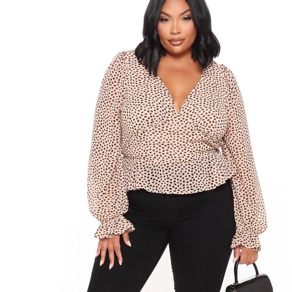 Fashion Nova Taupe Colored Blouse - Picture 2 of 7